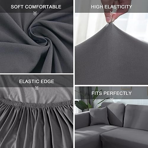 Miniatura 3 de NIBESSER Fundas de sofá seccionales fundas de sofá en forma de L 2 fundas elásticas para sofá fundas de sofá suaves tipo L fundas de muebles