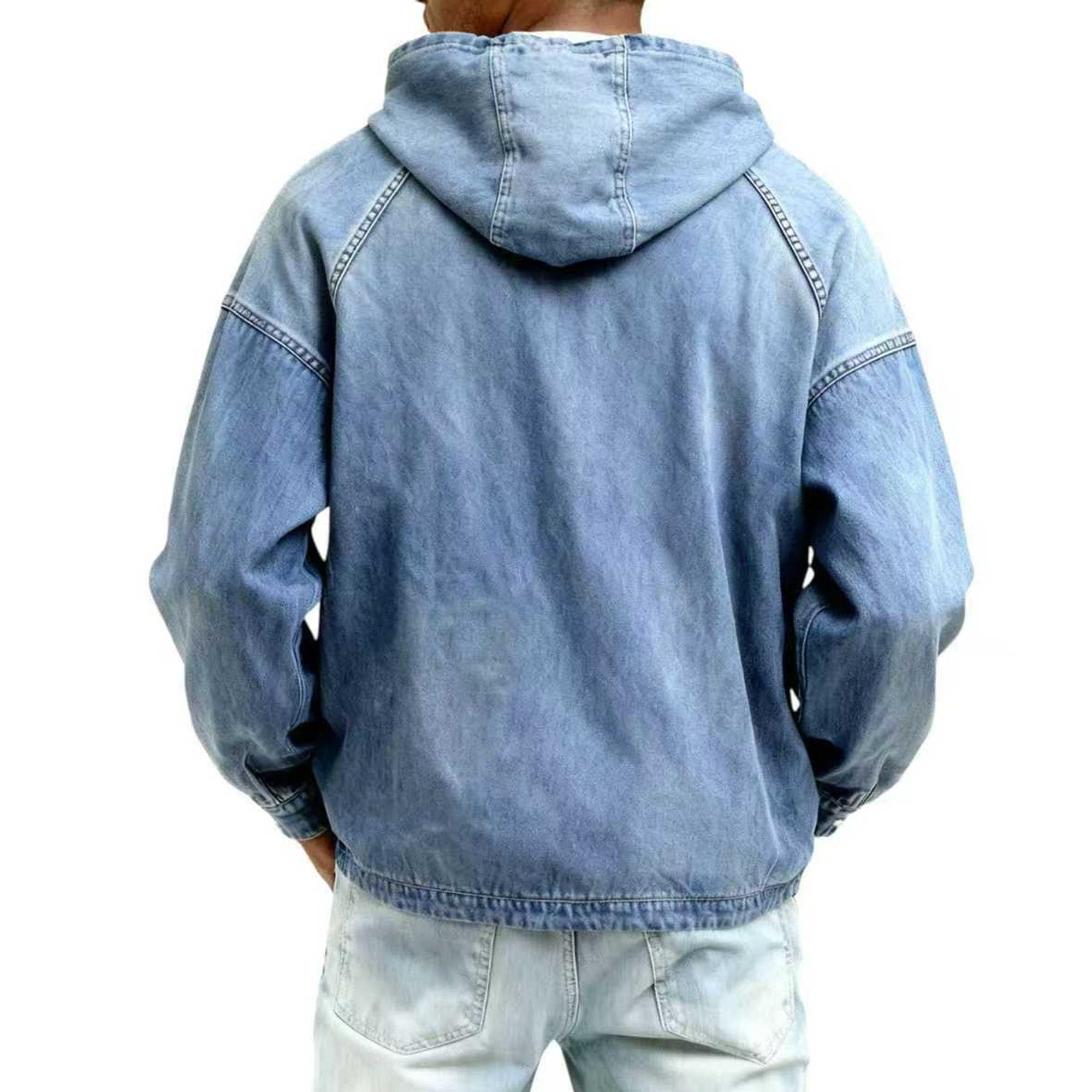 Męskie bluzy z długim rękawem vintage denim bluzy workowate zamek