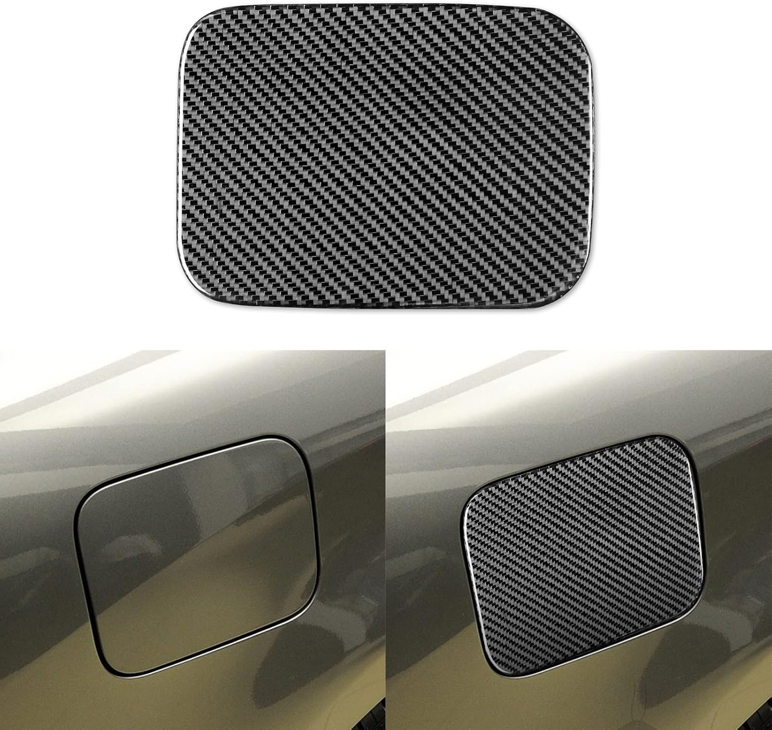 NVCNX Real Carbon Fiber Outer Door Fuel Tank Gas Filler Lid Cover Trim Soft Sticker Car Exterior Accessories for Infiniti G37 2009-2013, for G35 2007-2008, for G25 2011-2012 1PC Black