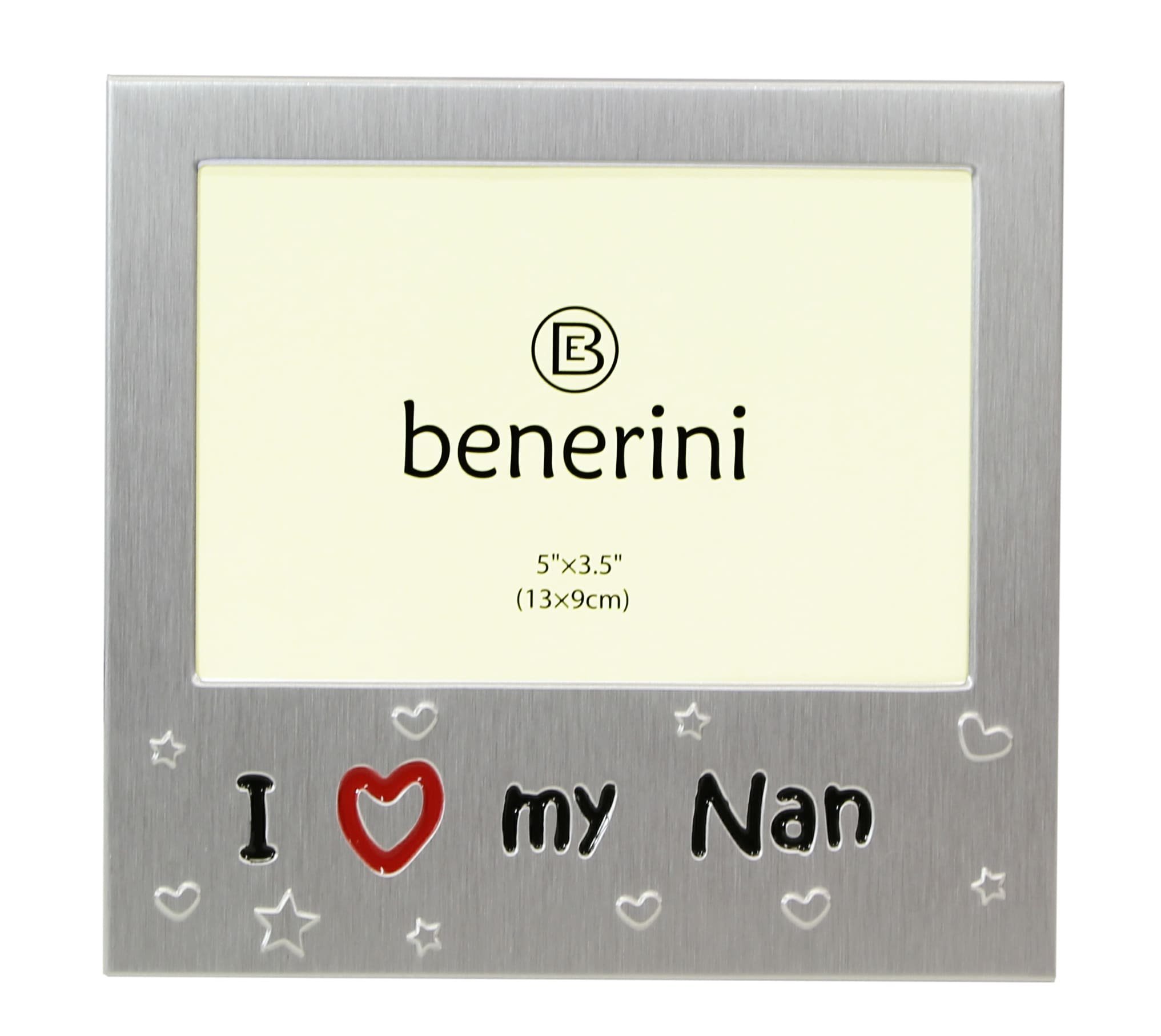 ' I Love My Nan ' - Photo Picture Frame Gift - 5 x 3.5 - Aluminium Silver Colour Gift for Her