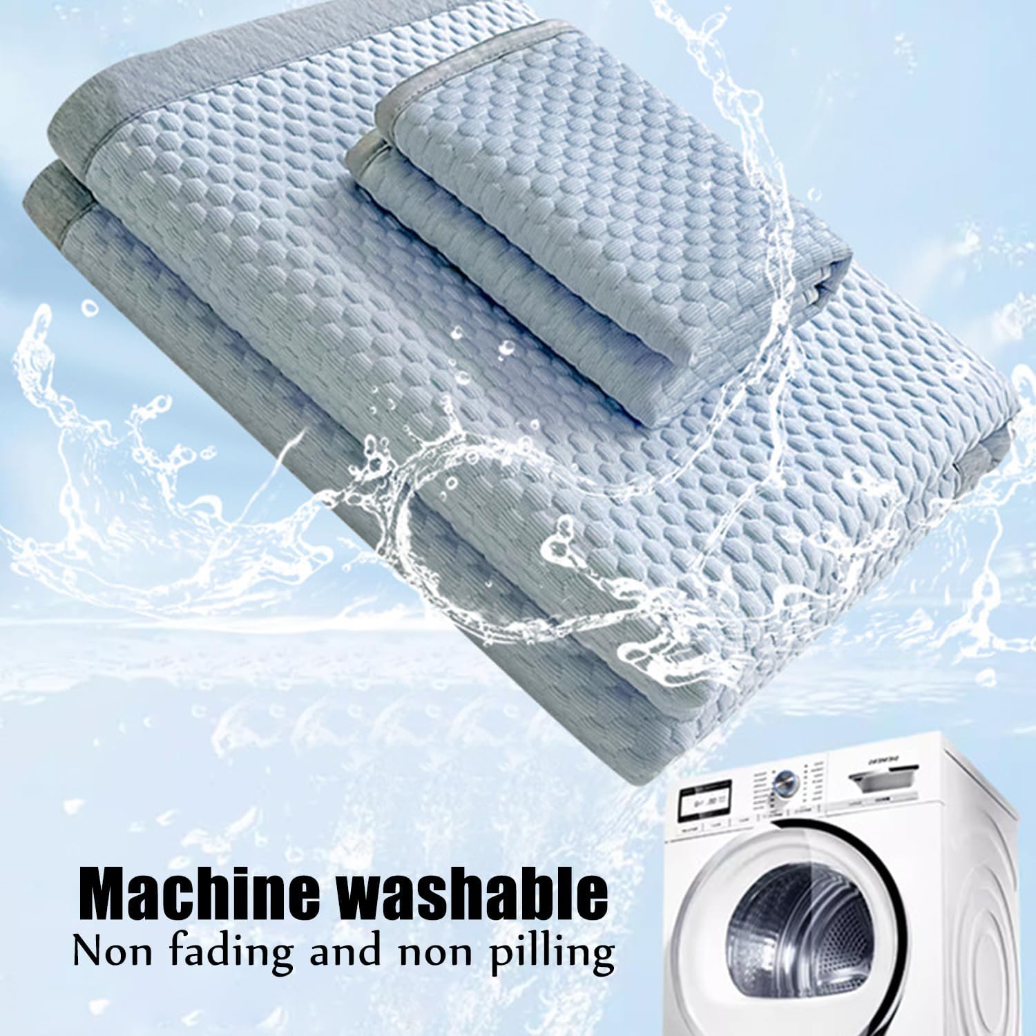 Queen Size Cooling Mattress Protector Pad Bed Cover with 4 Corner Straps Ice Silk Bean Mattress Topper Summer Foldable Thin Mattress Cover Student Dormitory Hotel,B/pink,0.9x2.0m(2pcs) twin