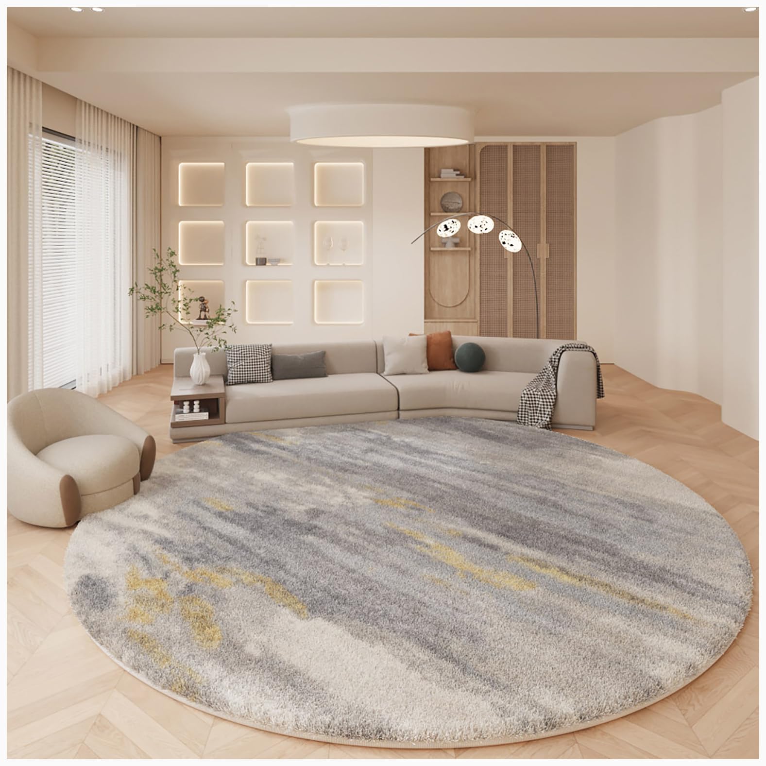 Tapis rond confortable et antidérapant lavable pour votre salon et chambre