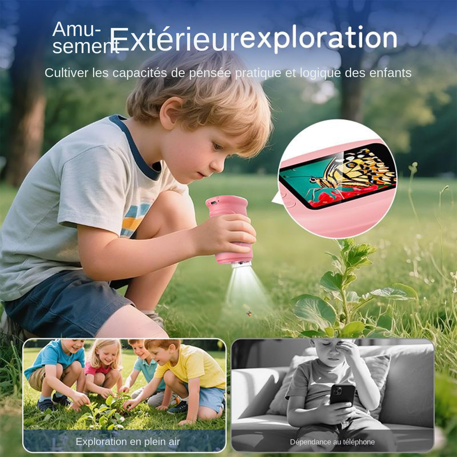 Microscopio per Bambini Giocattoli Scientifici Educativi Ricaricabili 1000X | Microscopio Digitale Portatile Con Schermo Da 5 Cm Per Bambini Ragazze Ragazzi Casa Scuola Laboratorio Natura