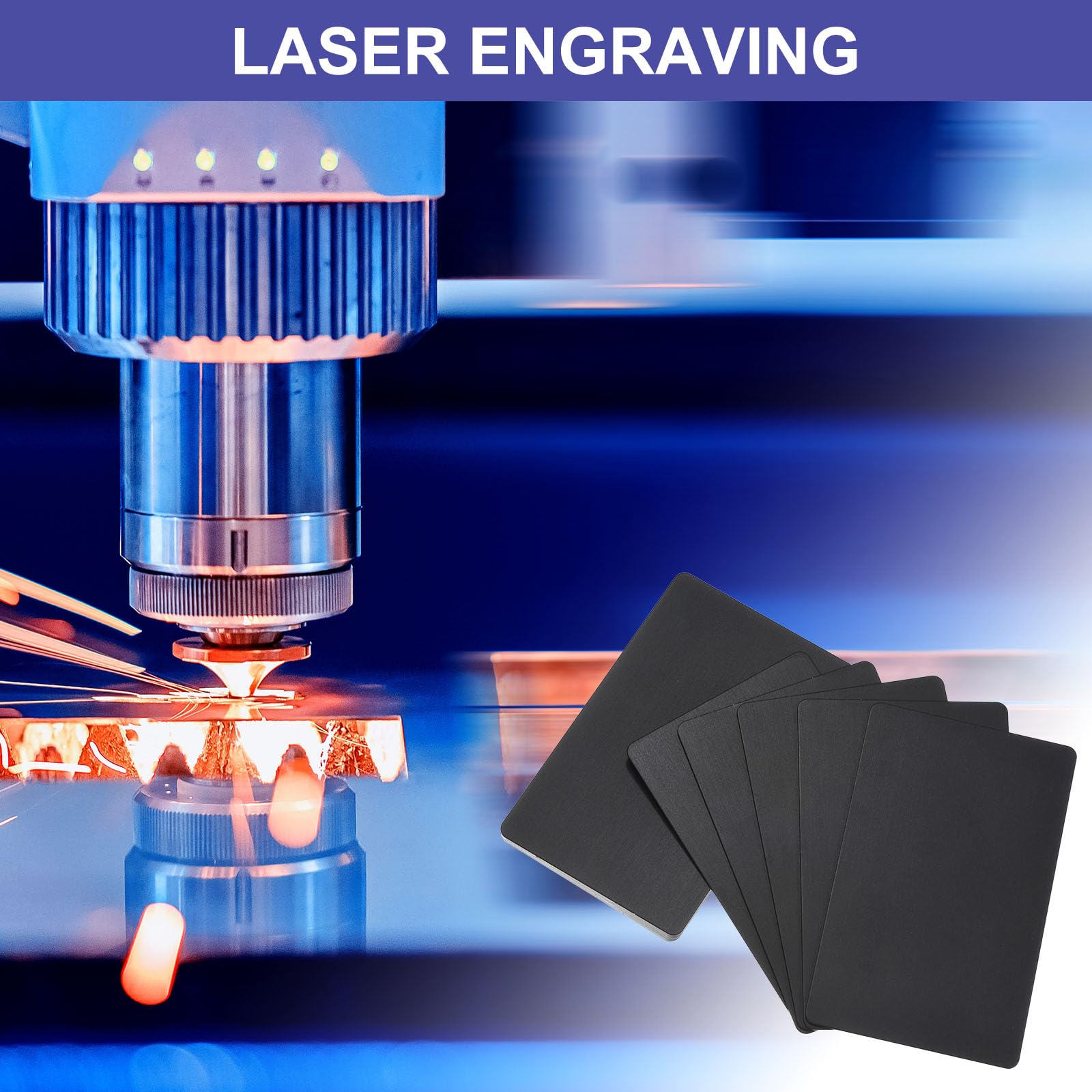 PATIKIL Lote de 30 Tarjetas Metálicas Anodizadas (0.8mm) - 3.4x2.1 Pulgadas - Para Grabado laser, Personalización DIY - Color Negro