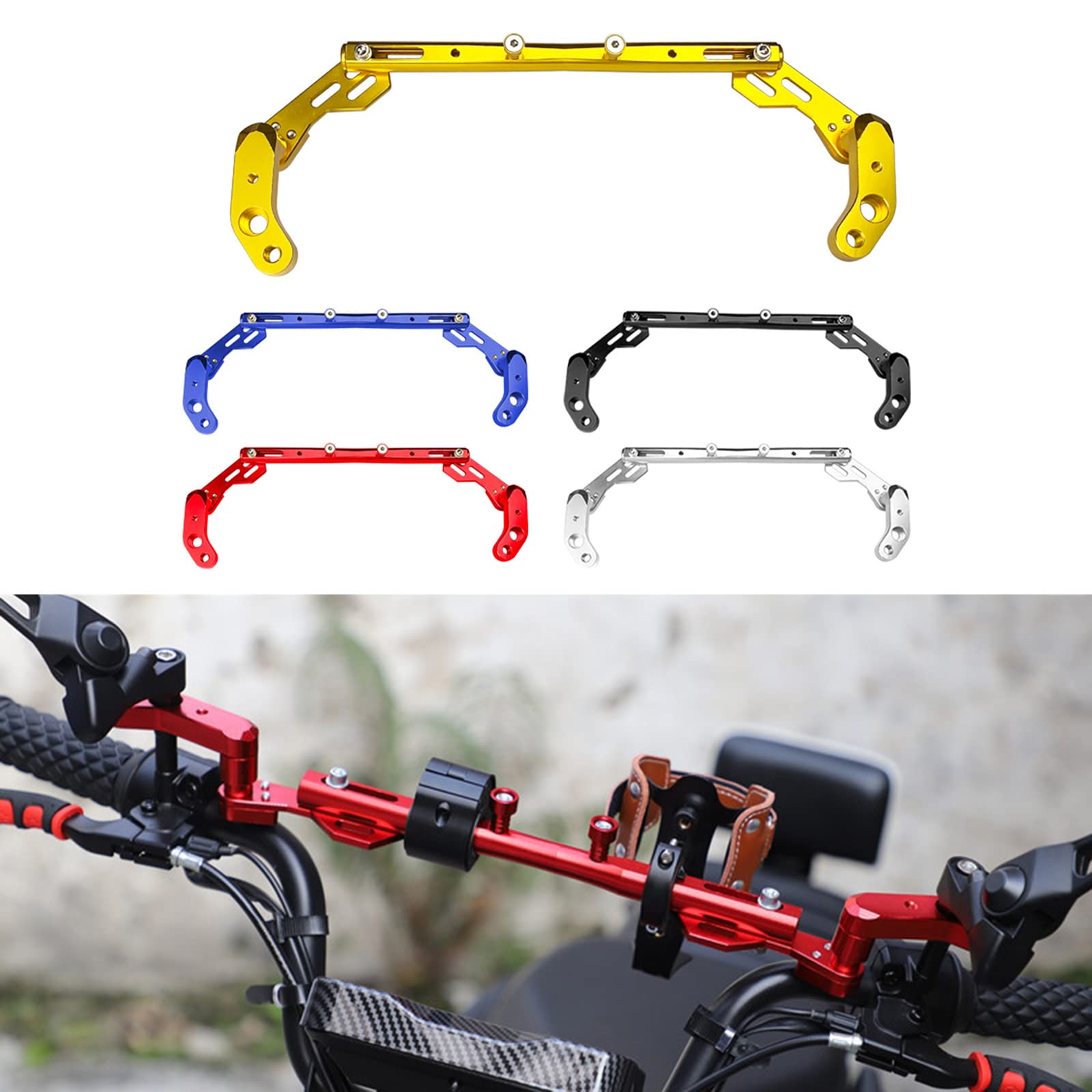 Guidon de moto multifonction 22 mm Rouge
