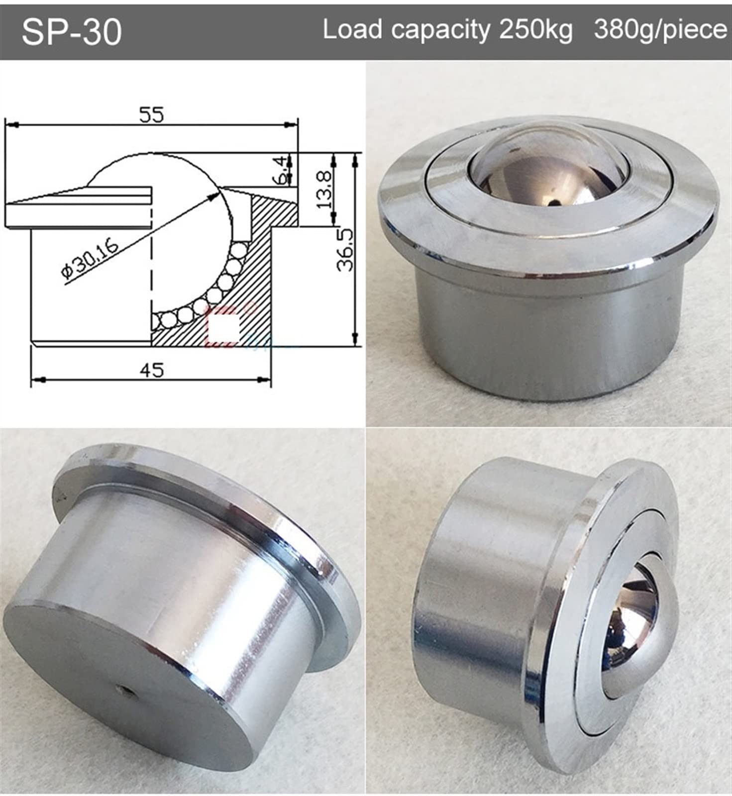 SP-30/40/45 Universal-Kugellagerrollenrad mit Flanschkantenübertragungssystem, Möbelrad, 1 Stück(SP-30)