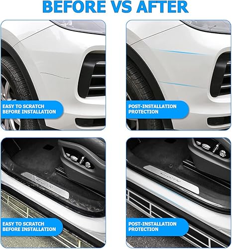 Miniatura 10 de Protectores de entrada de borde de puerta de automóvil, cinta protectora impermeable de fibra de carbono 5D, anticolisión, calcomanía de tira de
