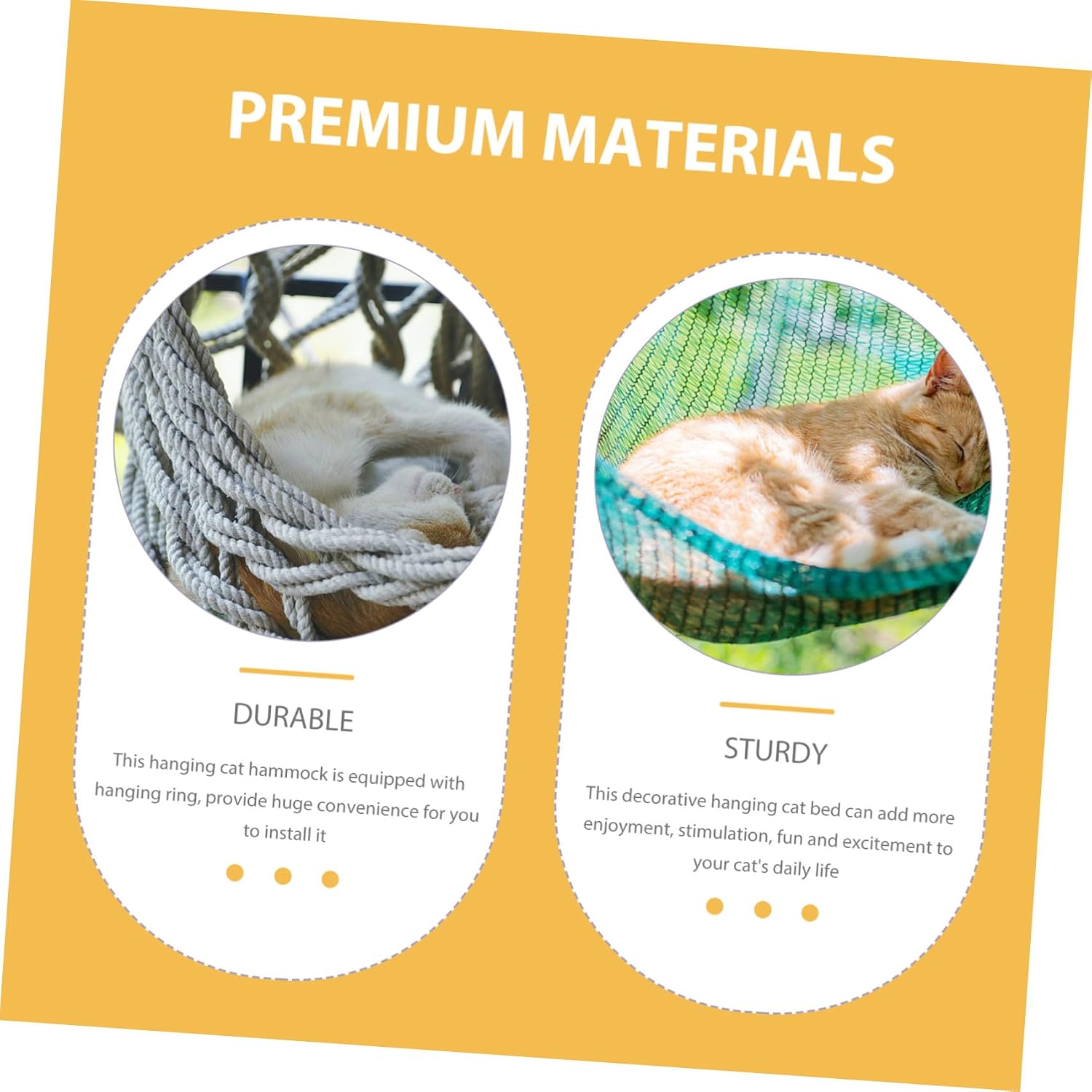 COLLBATH Bohemian Woven Indoor Cat Bed Hammock Cotton Thread Material Hanging Ring Decorative Breathable Cat Swing Bed Beige Style Suitable for Relaxing and Lounging