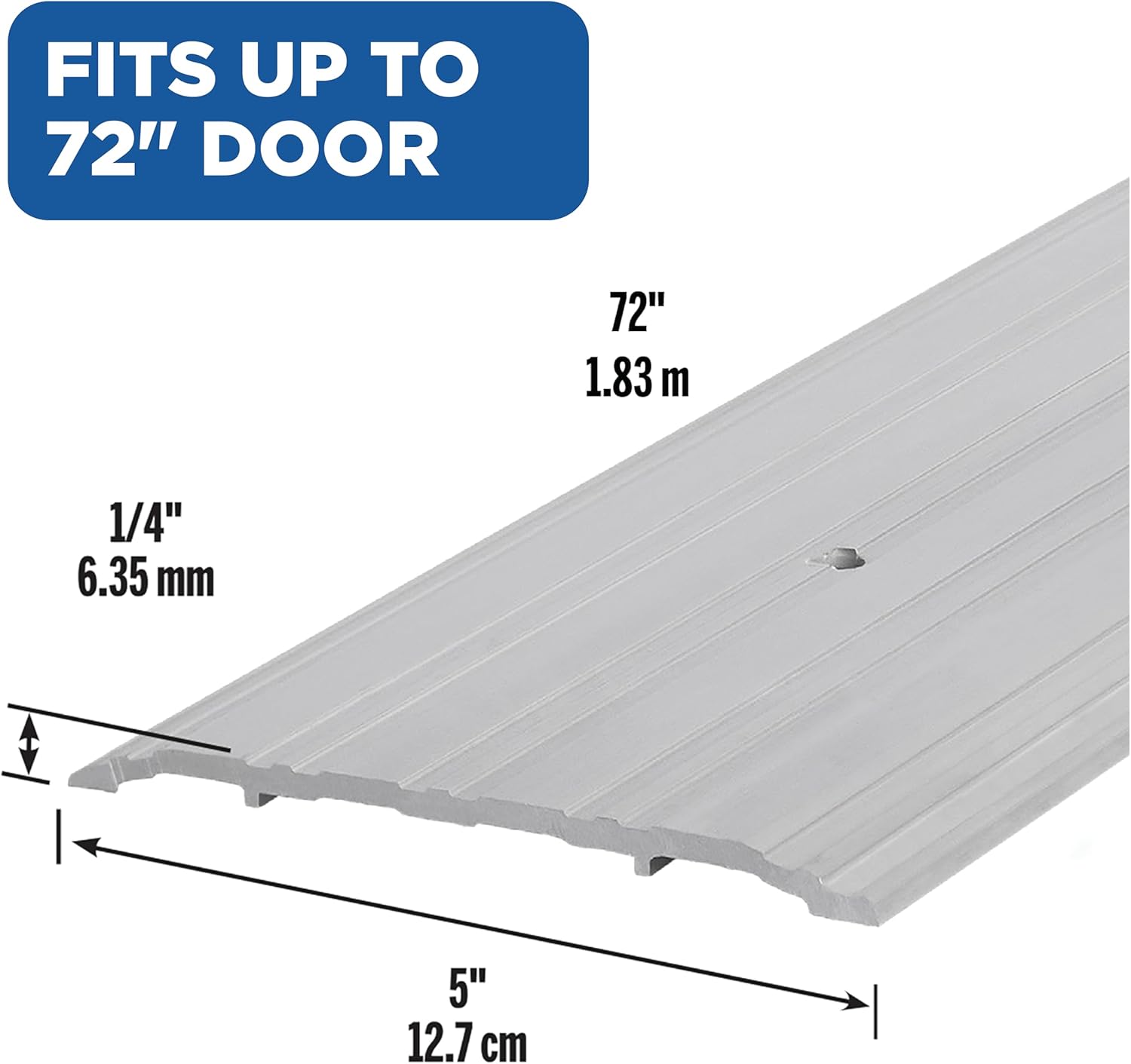 M-D Building Products 69808 Sturdy Aluminum Fluted Saddle Threshold, Mill Finish: Stylish Doorway Transition Draft Protection (1/4-Inch by 5-Inch - 72-Inch) TH042