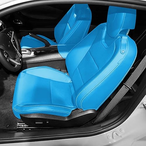 Miniatura 21 de Funda de asiento para Camaro Convertible LT LS RS SS 2016-2024 6ª generación (asientos estándar), fundas de asiento de piel sintética de ajuste