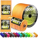 TECEUM Paracord Type III 550 Orange - 50 ft - 4mm - Tactical Rope MIL-SPEC - Outdoor para Cord -Camping Hiking Fishing Gear and Equipment - EDC Parachute Cord - Strong Survival Rope 045