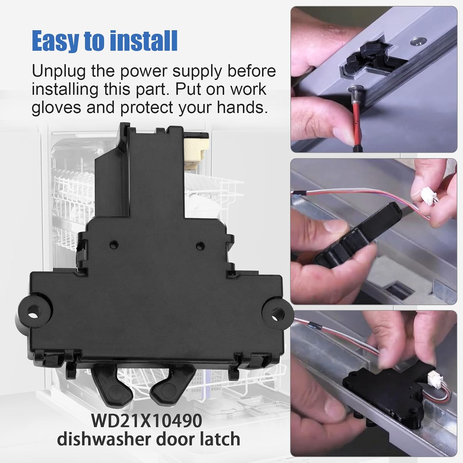 WD21X10490 Dishwasher Door Latch Tub Side Standard, Dishwasher Replacement Parts, For ge Dishwasher Replace AP5668411, PS6447681, 265D1214G001