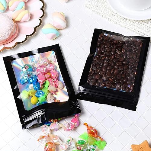 Miniatura 5 de joycraft 100 bolsas holográficas de tereftalato de polietileno, bolsas resellables a prueba de olores, bolsa para joyería, bolsa de papel de