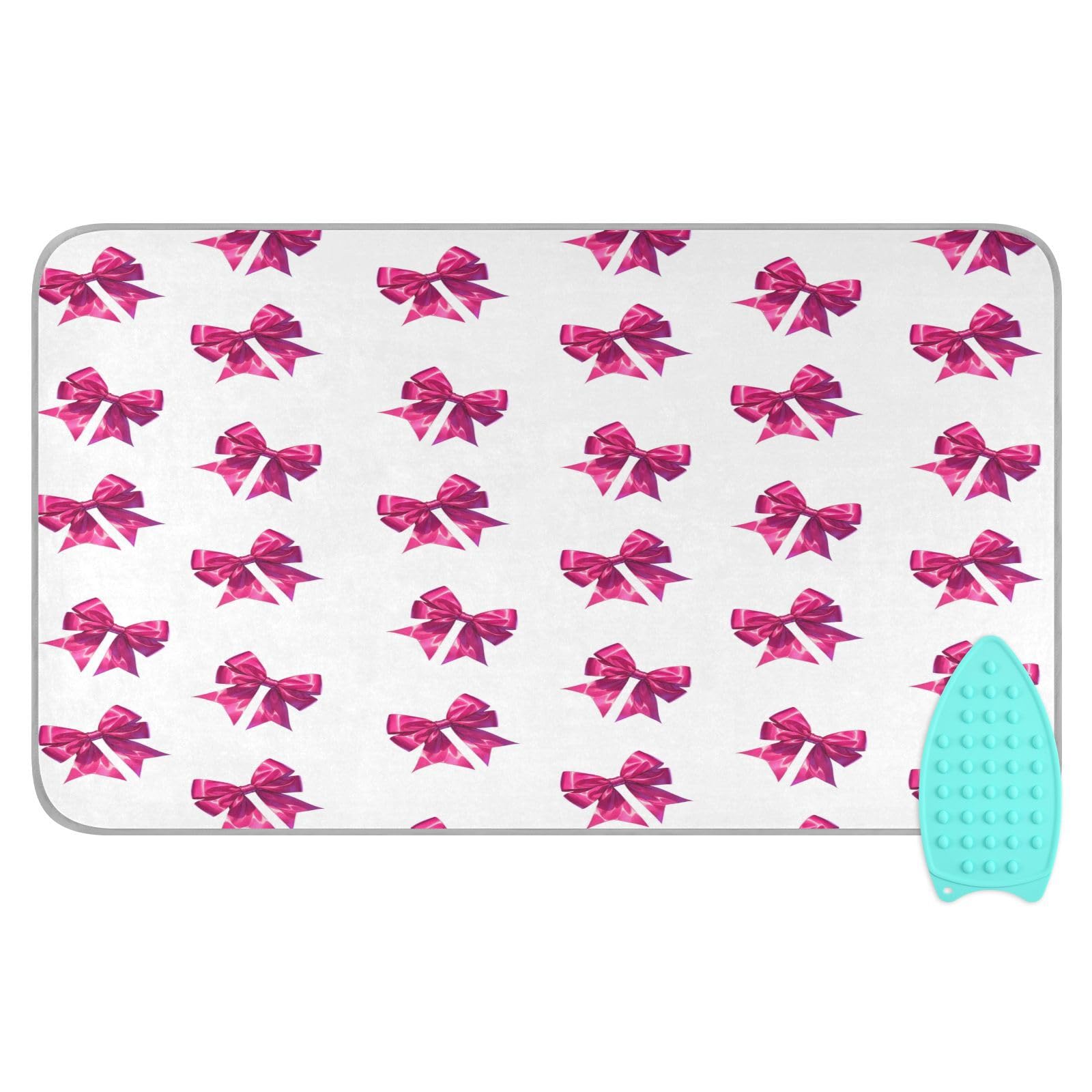 Bulletgxll Plaid Bows Ironing Mat Portable Travel Ironing Pad Heat Resistant Ironing Blanket for Washer, Dryer, Table Top, Countertop, Ironing Board (27.6 x 47.2 Inches)