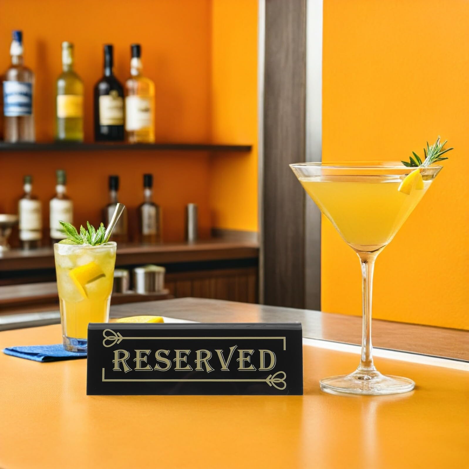 Hohopeti 10 Letreros Acrílicos Reservados para Mesa Negros, Doble Cara, Tamaño Compacto, para Restaurante, Boda, Fiesta y Eventos, Señal de Reserva de Invitados, Organizadores de