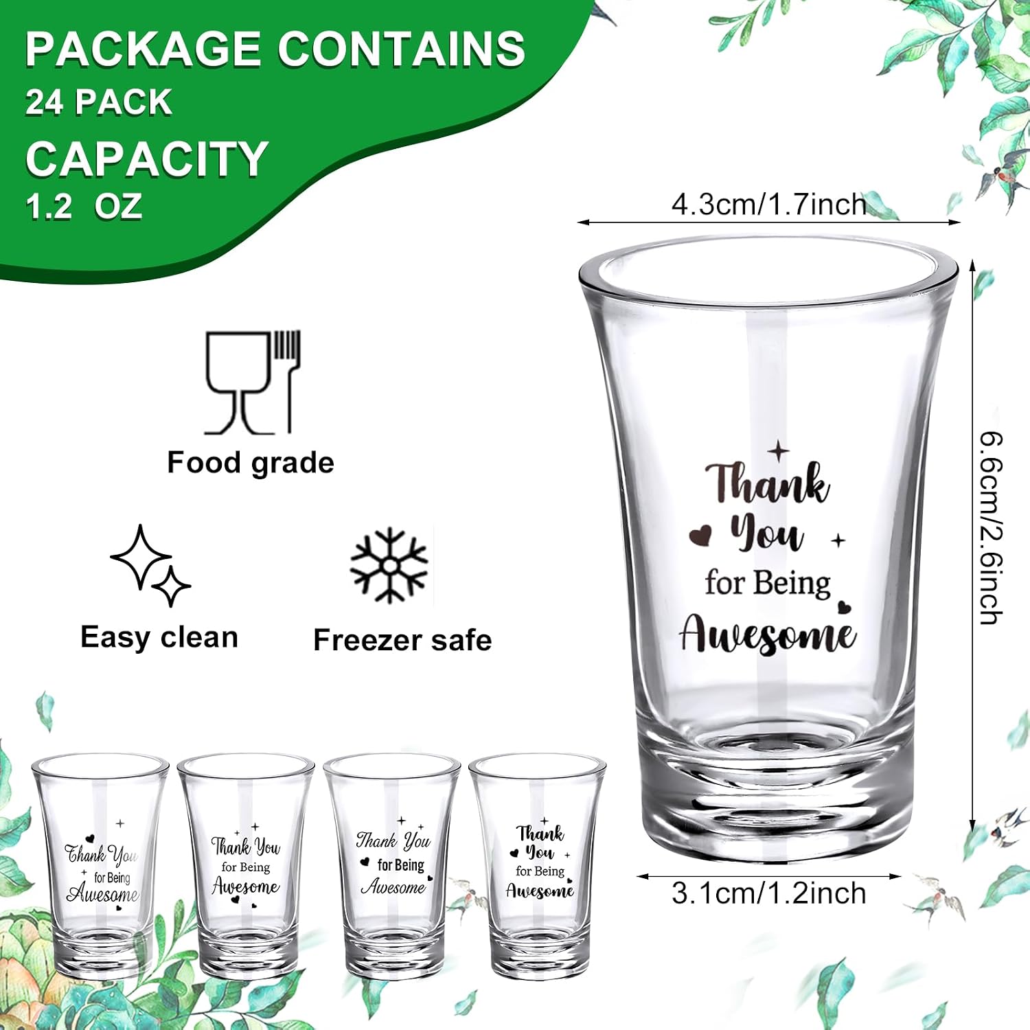 Karenhi 24 Pcs Employee Appreciation Gifts, 1.2oz Shot Glasses for Adults