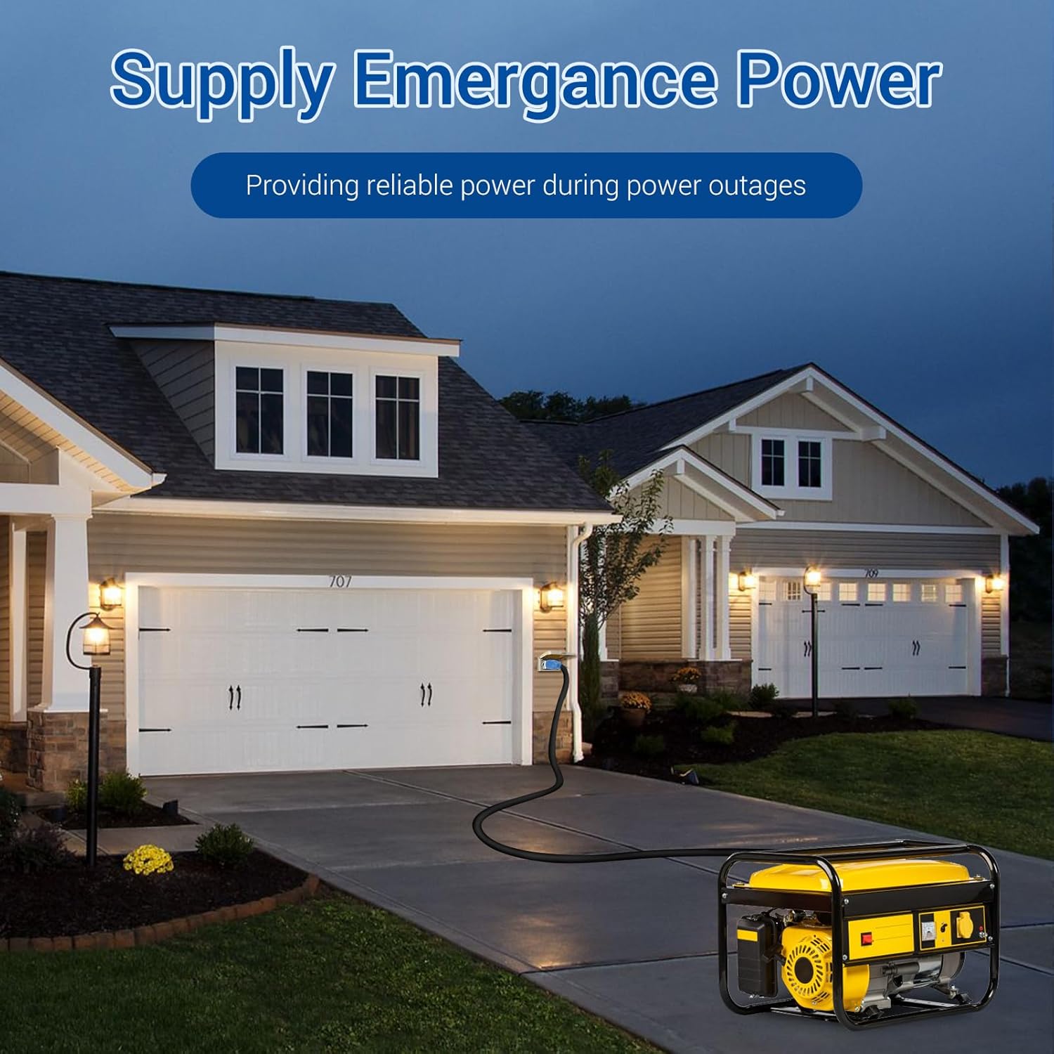 30 Amp Generator Extension Cord 15 Ft - NEMA L14-30P to L14-30R, 4x10 Gauge STW, 125/250V 7500W Heavy Duty Cord, ETL Listed
