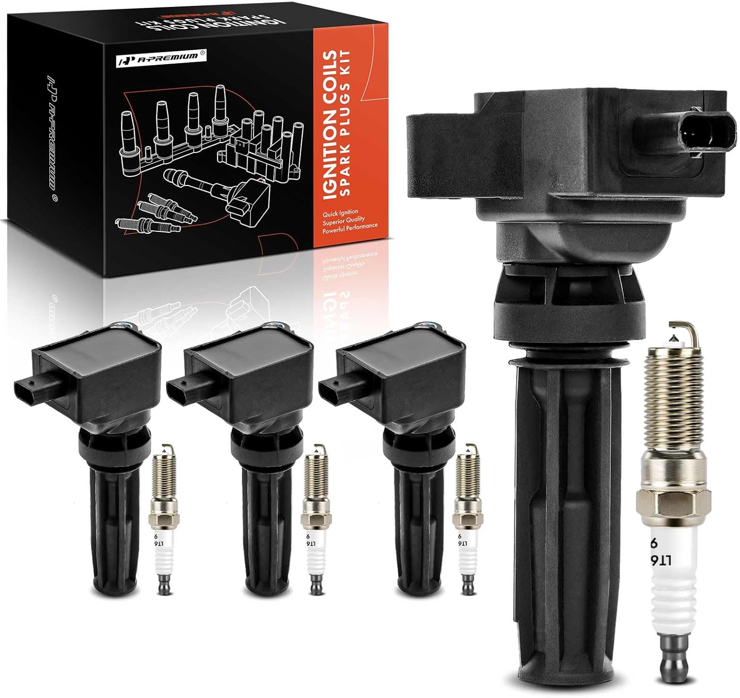 A-Premium Set of 8 Ignition Coil Pack and Iridium Spark Plugs Compatible with Ford Explorer 2020-2021, Escape 2020-2022, Edge 2019-2021, Ranger 2019-2022, Bronco Sport, Bronco & Lincoln Nautilus