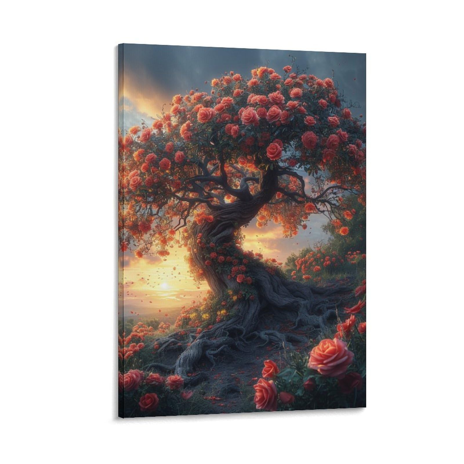 Dhbaneiok Frame-Style-6 Life Tree Canvas Wall Art Customised Personalised Photo On Canvas For Bedroom Room Picture Digitally Printed 16X24inch(40X60cm)