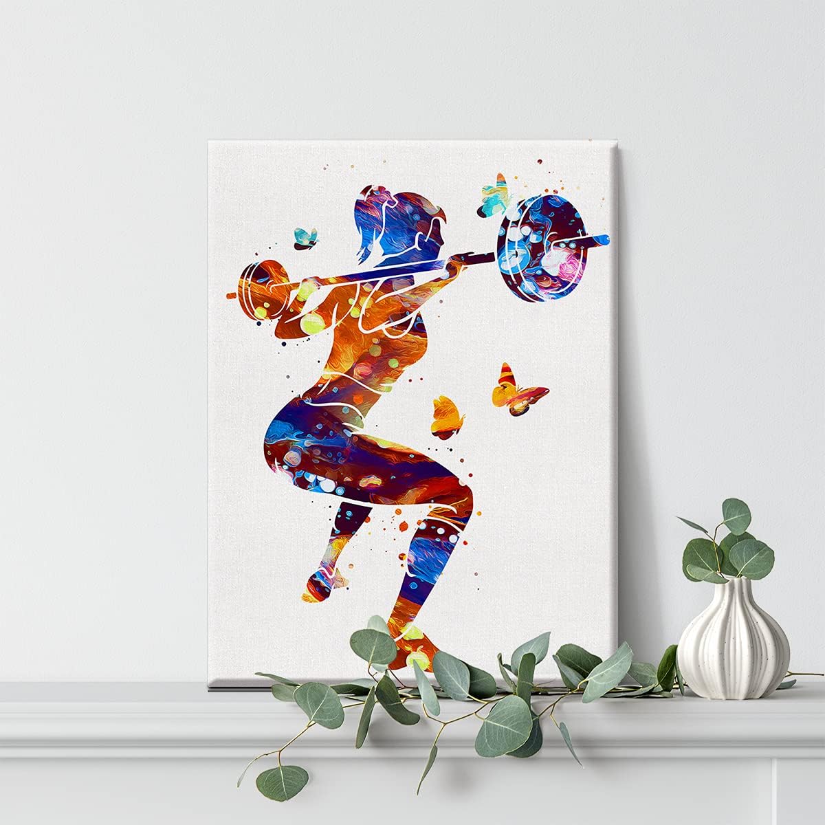Woman Weight Lifter Watercolor Wall Art Female Weightlifter Canvas Painting Prints for Home Gym Wall Decor Framed Artwork Gifts(12x15 Inch) - Image 5