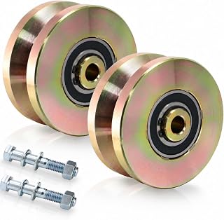 Goaste 2 Pack 4" Solid Slide V Groove Wheels, Heavy Duty Sliding Gate Casters, 1-3/4" Width Rolling Gate Wheels with Screw & Double Bearings for Industrial Machines Rail, Load Capacity 1000 Lbs