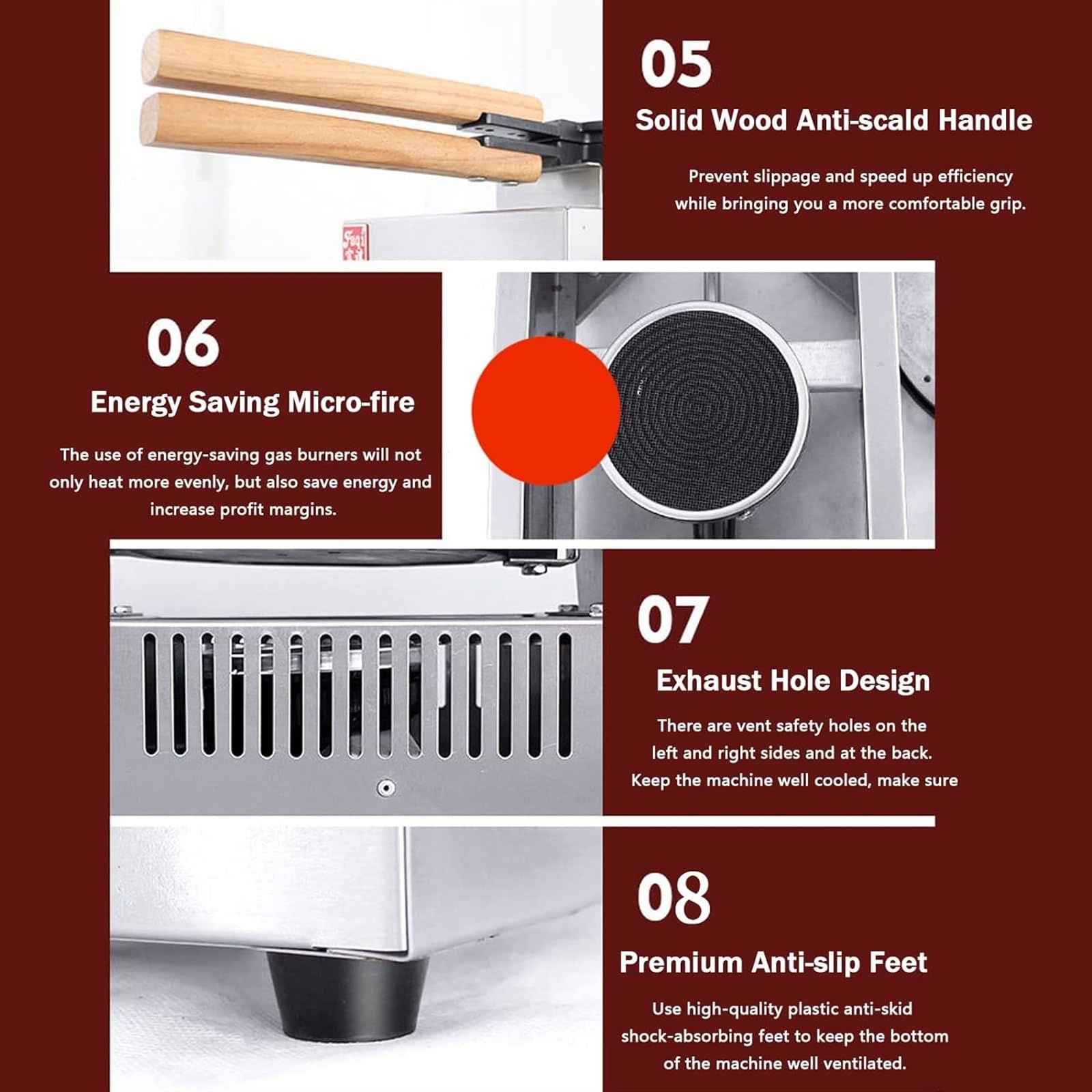 Máquina para hacer gofres belgas comerciales, sartén antiadherente, máquina para hacer conos de gofres, fácil de limpiar, adecuada para restaurante doméstico (Style1 )