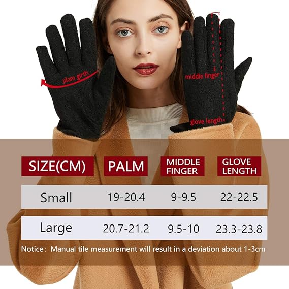 Winter Women Wool Gloves Warm Fleece Lining Windproof Kint Gloves
