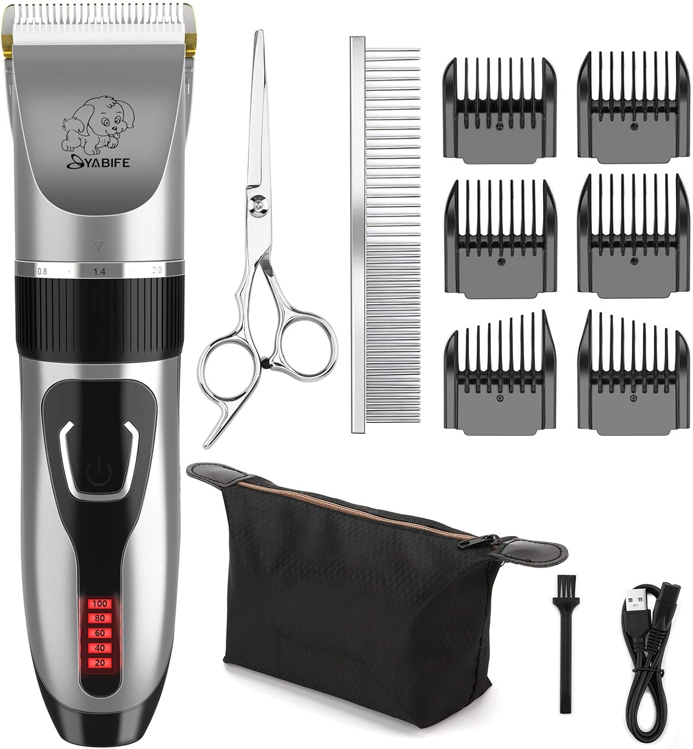 Dog Nail Grinder, Dog Nail Trimmers and Clippers Kit, Super Quiet Electric Pet Nail Grinder, Rechargeable, for Small Large Dogs & Cats Toenail & Claw Grooming,3 Speeds, 2 Grinding Wheels