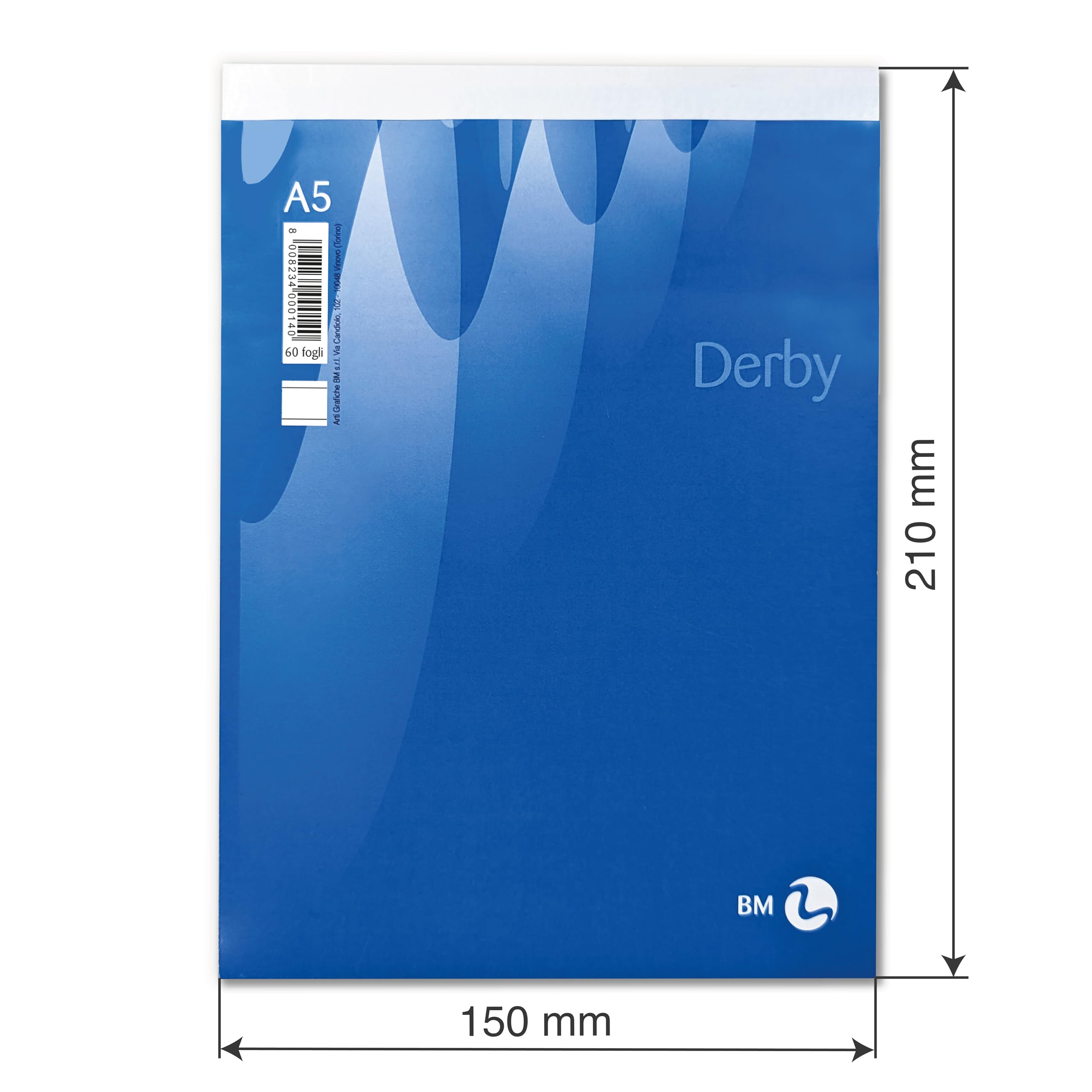 BM BeMore - Notes Derby 0100011 - notitieblok met metalen punt - A6 formaat - liniatuur 5 mm geruit - papier 60 g/m² - verpakking van 10 stuks