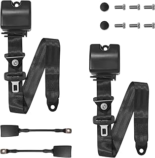Adjustable Retractable Lap Belt, Universal 3-Point Modification Belt Kit, Easy to Install, Seat Belt Replacement for Most Golf Cart Front Rear Seats