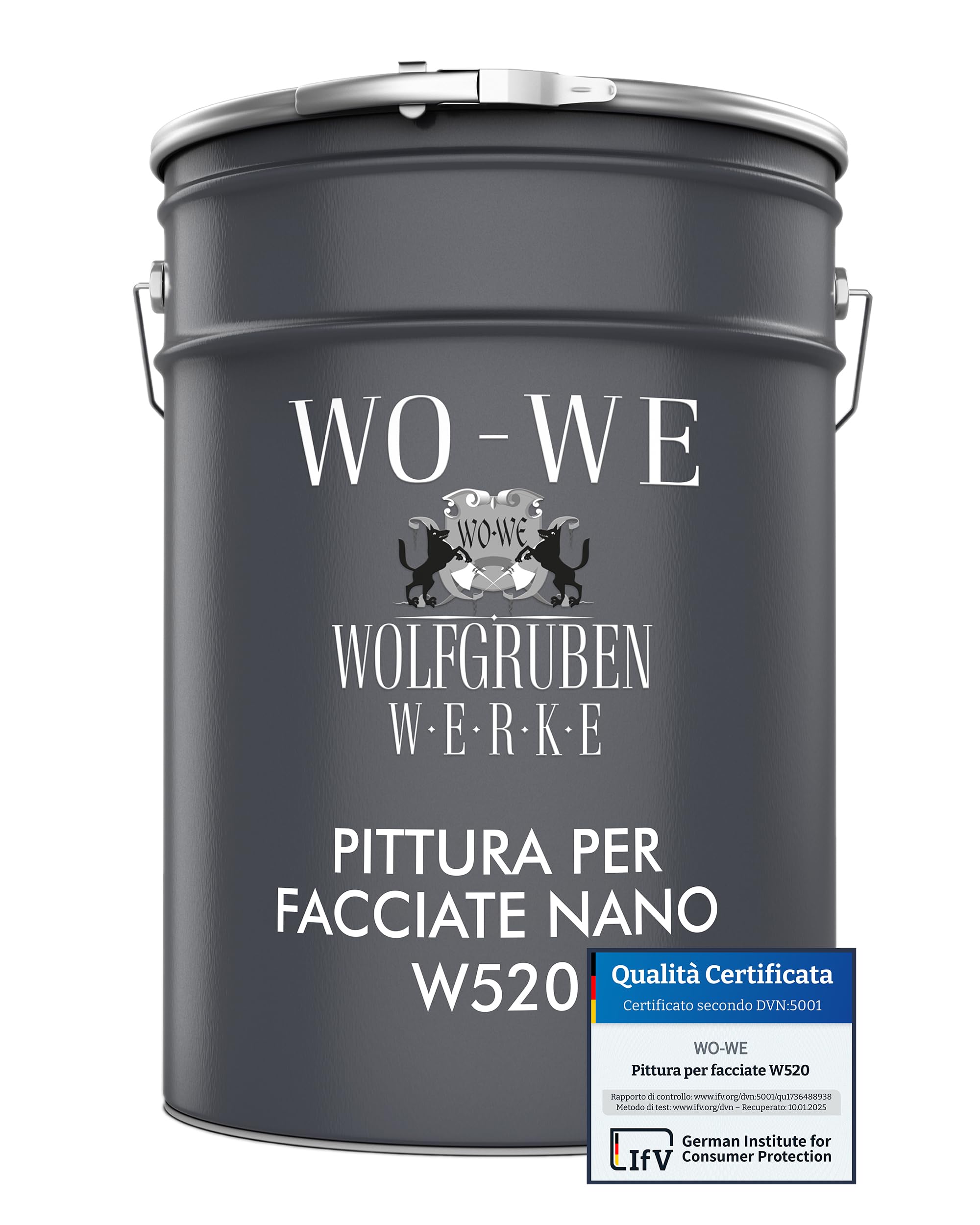 WO-WE Nano Pittura per Facciata Vernice Pareti Esterna W520 Grigio luce Simile a RAL 7035-5L