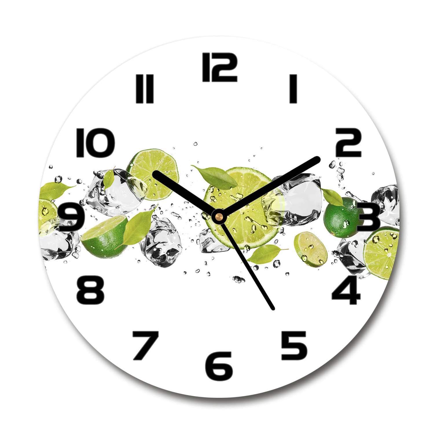 Horloge en verre rond pour salon moderne Tulup 30cm sur pied silencieuse