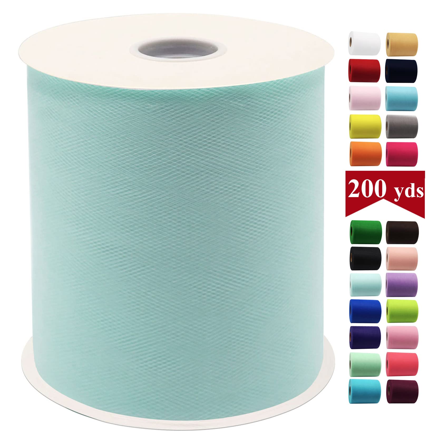 Aqua Blue Tulle Fabric Rolls 6 Inch by 200 Yards (600 feet) Fabric Spool Tulle Ribbon for DIY Aqua Blue Tutu Bow Baby Shower Birthday Party Wedding Decorations Craft Supplies