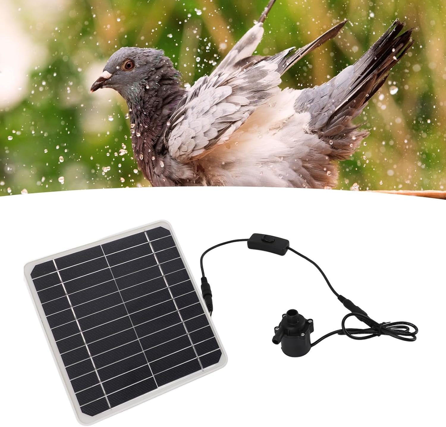 50W Solar Powered Pump Kit, Solar Panel Fountain Pump with Adjustment, 24 Hour Solar Pump for Bird Bathing Fish Small