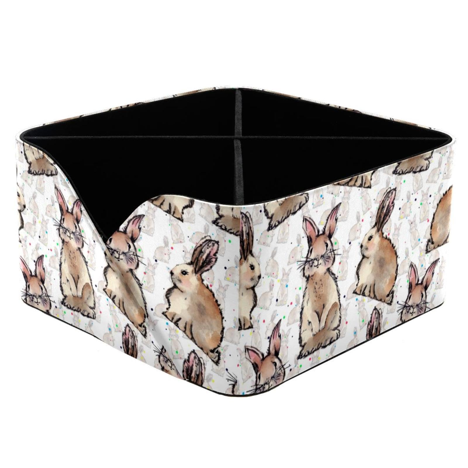 Organiseur de bureau lapins aquarelle à 4 compartiments pour stylos