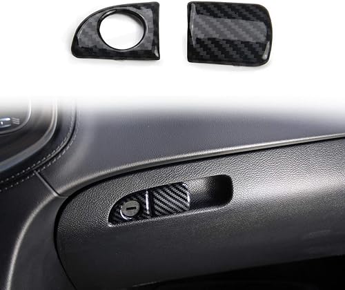 crosselec Cubierta del interruptor de la manija de la guantera de fibra de carbono para Dodge Charger 2011+