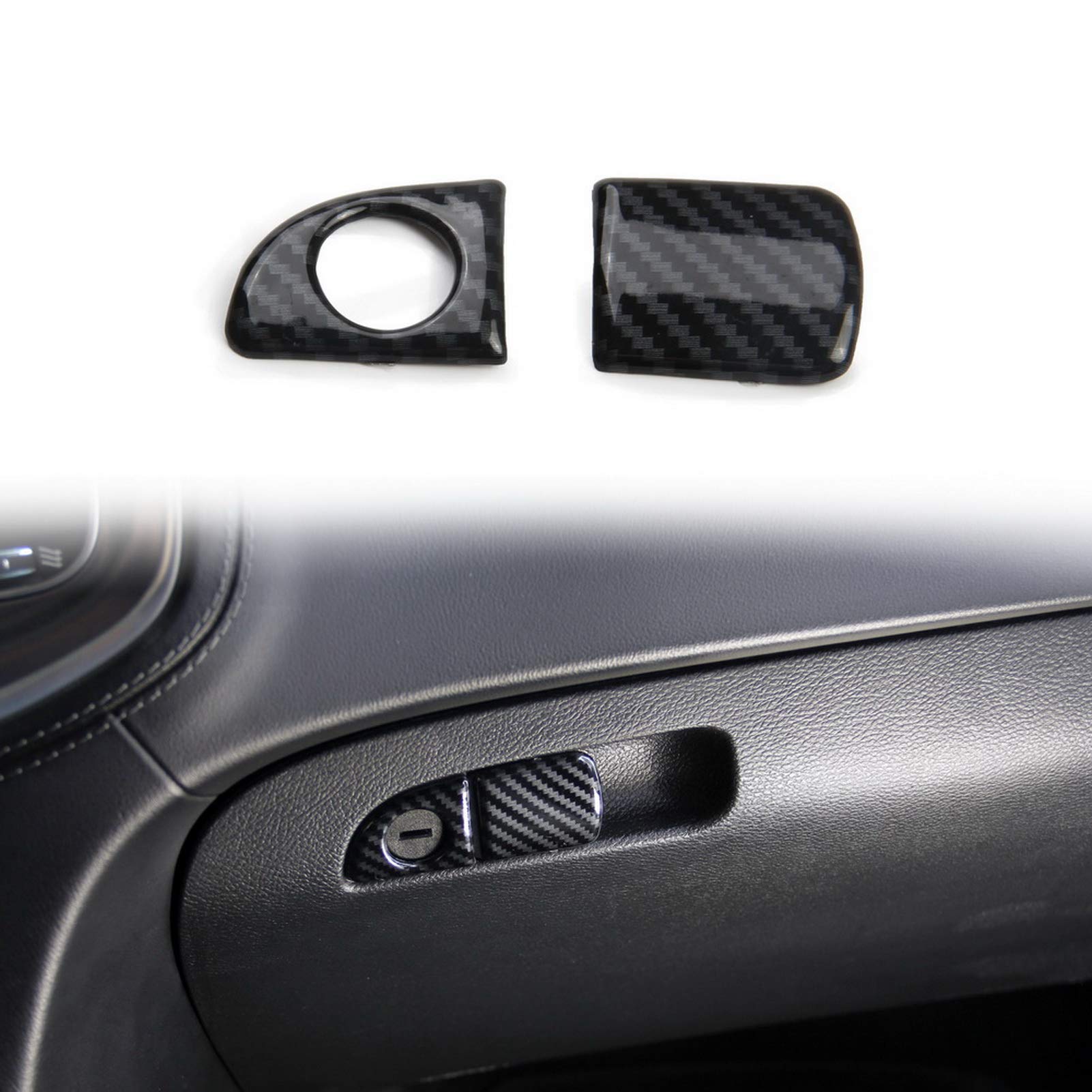 Crosselec Carbon Fiber Glove box handle Switch Cover Trim For Dodge Charger 2011+