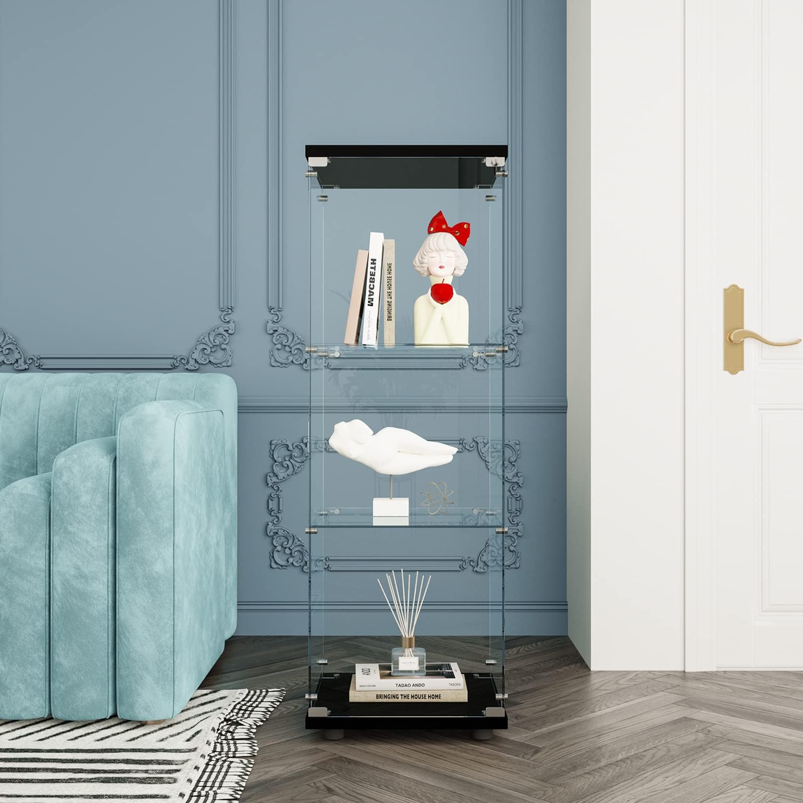 FLYMUHJIA Storage Glass Wine Cabinet Display Lockable Storage Cabinet Rack Tool chests Bedroom Tall cabinets with Doors and shelve Shoes Living Room Locking Liquor Cabinet (NT-b)¡­…