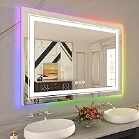 Vista 127 de WTTY LED Bathroom Mirror 32"x32" with Backlit and Front Light,Stepless Dimmable LED Mirror for Bathroom,Anti-Fog Lighted Bathroom Vanity Mirror