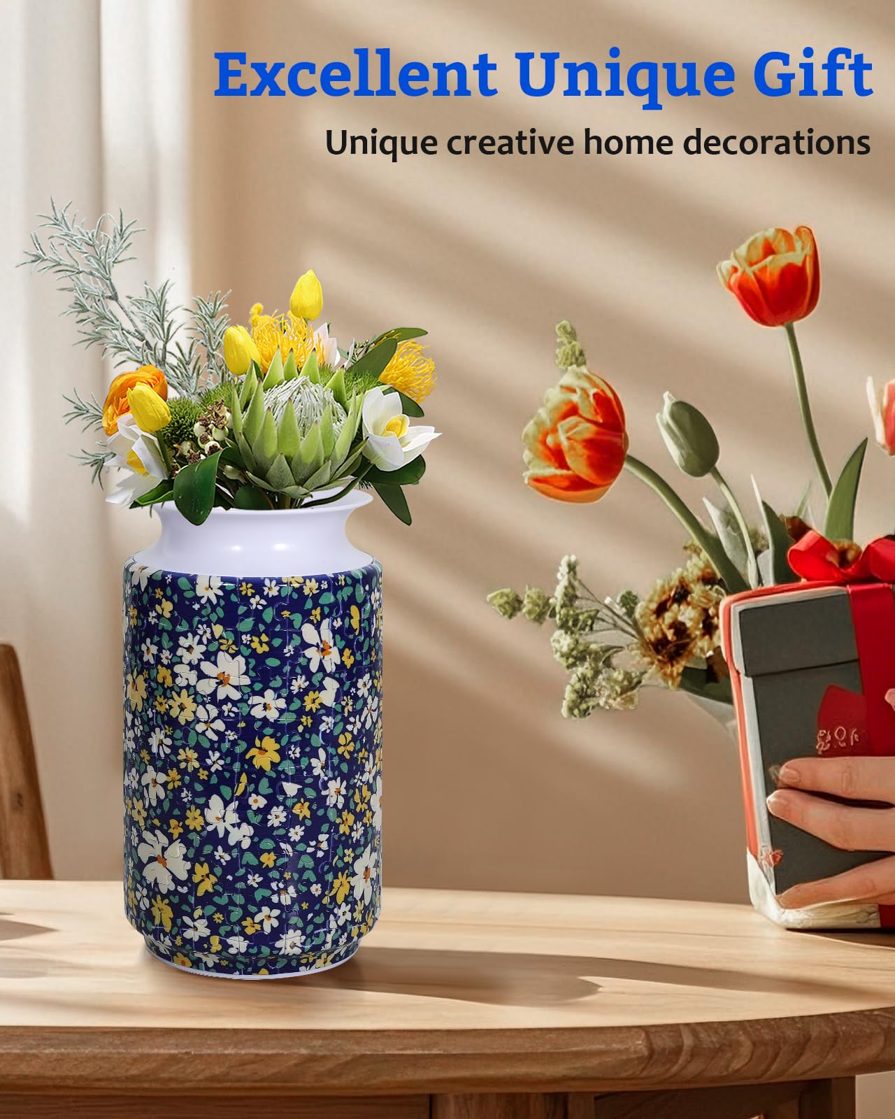 Jarrón de rompecabezas 3D, rompecabezas 3D de 162 piezas para adultos con flores, artes y manualidades únicas para adultos, regalos únicos de advertencia para el hogar para mujeres, jarrón de 4