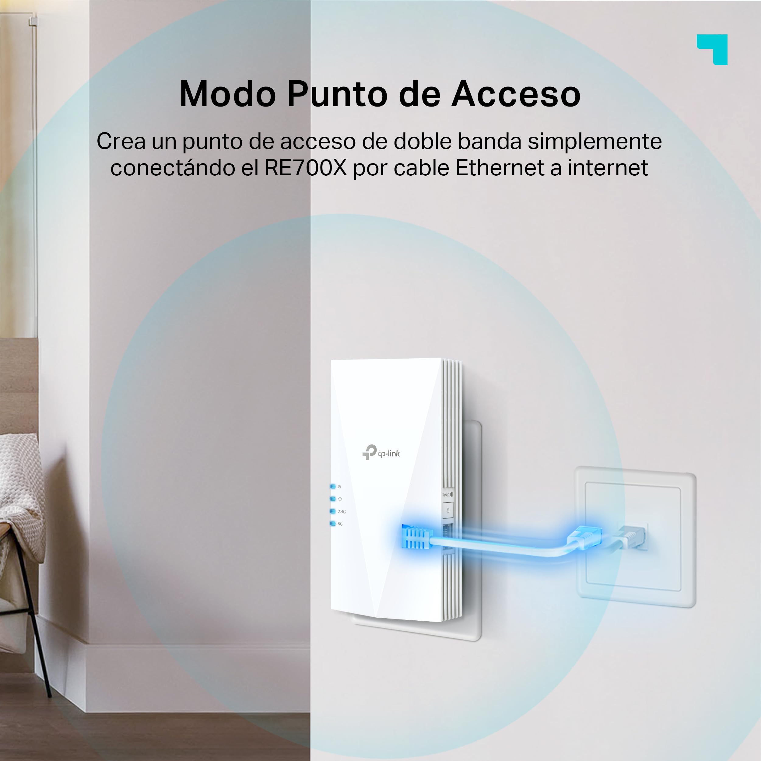 TP-Link RE700X WiFi 6 WiFi Amplifier Repetidor AX3000 (Doble Banda 2402Mbps 5GHz + 574Mbps 2.4GHz), MU-MIMO, Puerto gigabit, Gran Cobertura, EasyMesh, Compatible con Todos los routers Wi-Fi