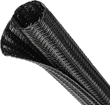 Split Wire Loom Tubing, Cable Protector Sleeve, Braided Cable Management for TV/Computer/Home Theater/Engine Bay, Cord Protectors from Pets No Chew Black, 3/8"-25ft