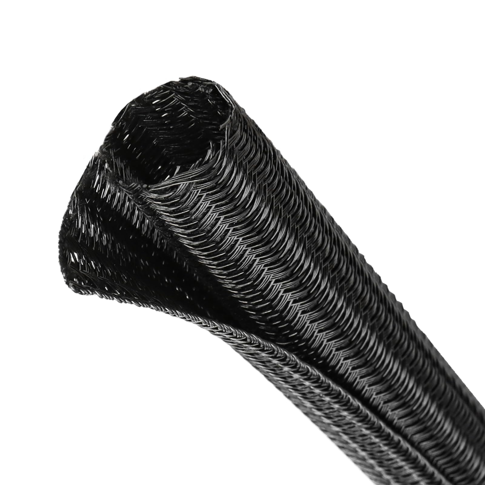 Split Wire Loom Tubing, Cable Protector Sleeve, Braided Cable Management for TV/Computer/Home Theater/Engine Bay, Cord Protectors from Pets No Chew (Black, 3/8"-25ft)