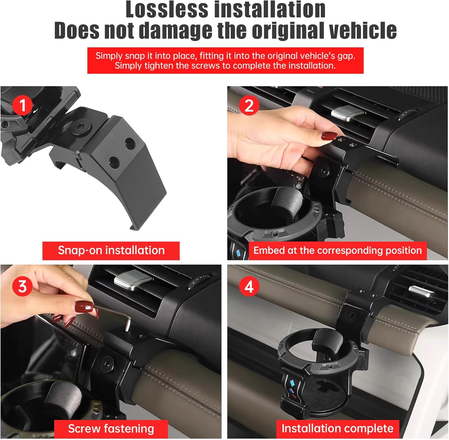 Central Cup Holder for 2020-2025 2026 Land Rover Defender 90 110 130 Interior Dashboard Cup Holder with Air Vent Cup Coaster Car Drink Holder Stand Decorative Upgrade Modification Accessories