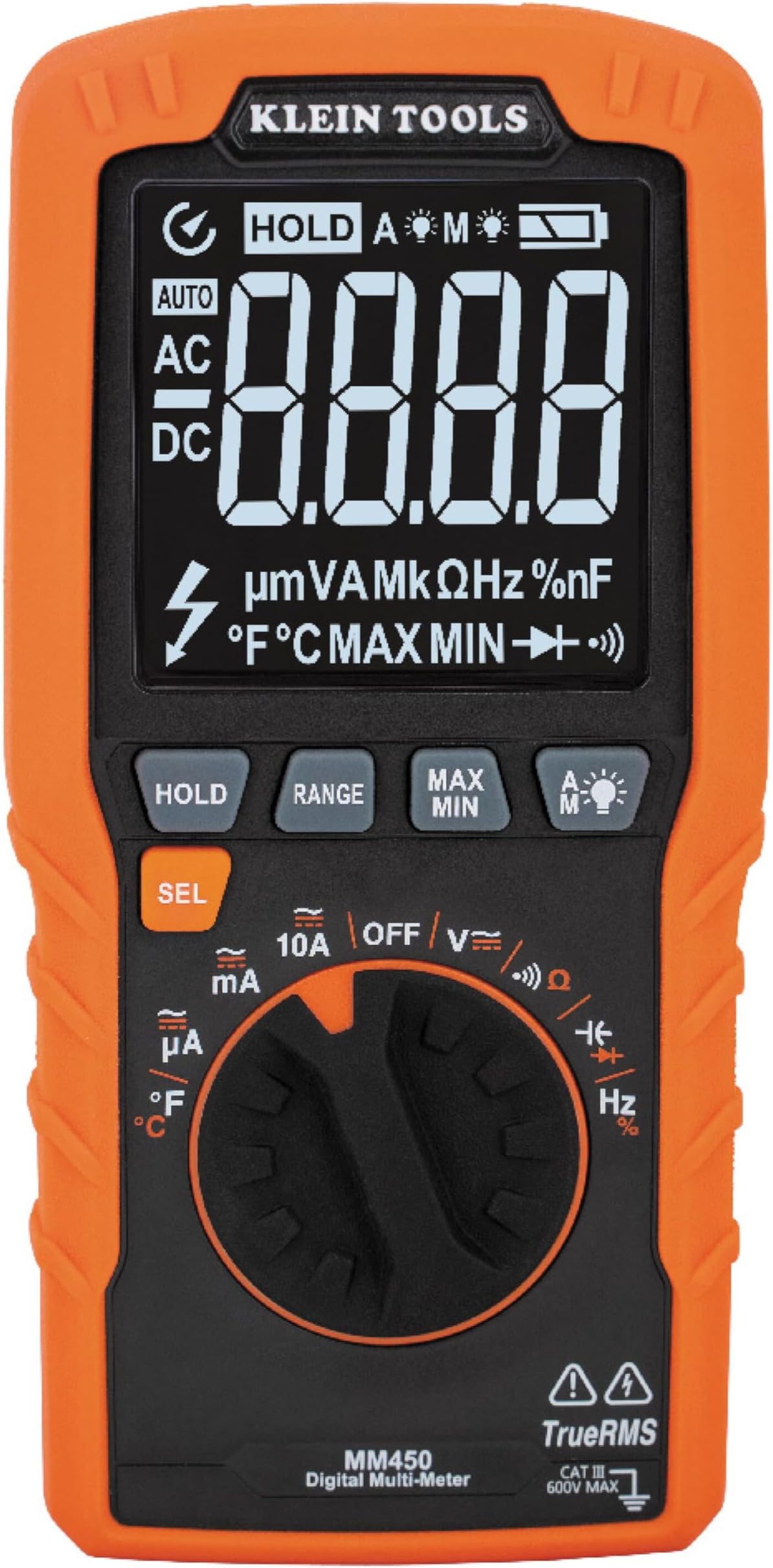 Klein Tools MM450 Slim Digital Multimeter, Reverse Contrast Display with Lead...