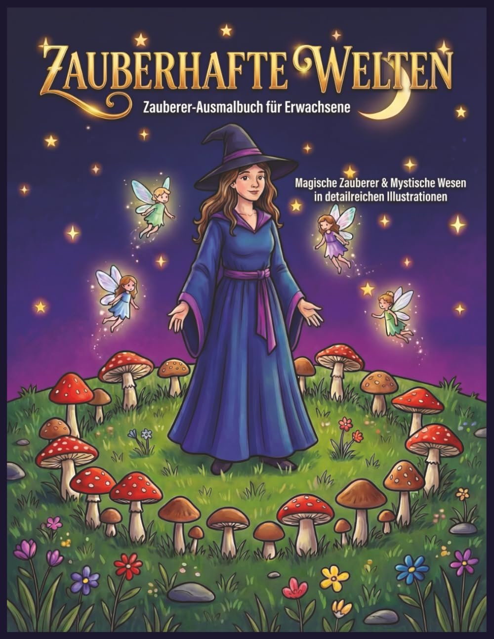 Magische Welten – Fantasy Ausmalbuch für Erwachsene: Wizards, Witches & Mystische Wesen in detailreichen Illustrationen: Entspannende Ausmalbilder mit ... – Achtsamkeit & kreative Entspannu