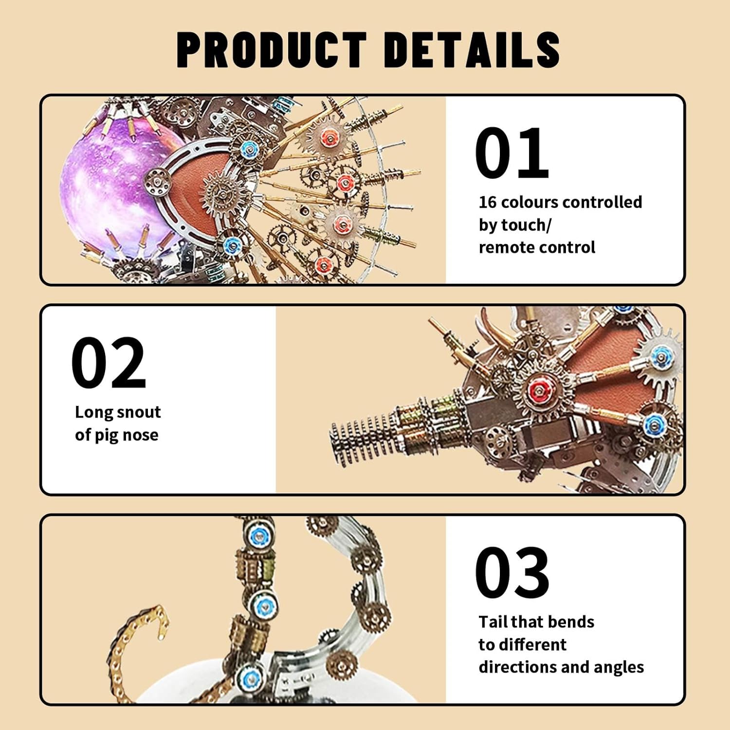 3D Metal Puzzle Model, Metal Assembly Mechanical Seahorse Model Firework Lamp Jigsaw Puzzles Kits, Home Decor Gift for Adults and Teens (2100 PCS)