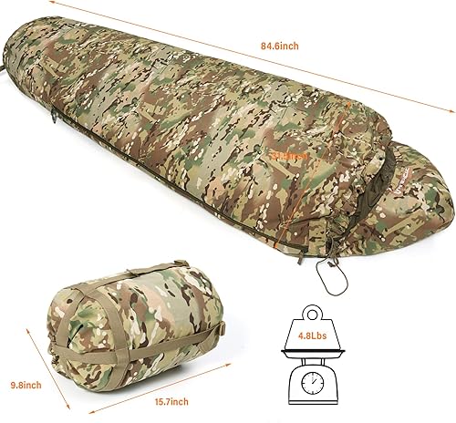 Miniatura 4 de MT Saco de dormir de la momia de la Fuerza del Ejército Militar 4 y Tropen Patrol con funda de compresión Bivy, sistema modular de dormir 2.0 para