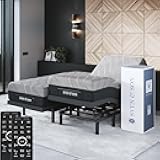 Bliss Adjustable Bed Base-Frame + 14 inch Hybrid Spring Matt (Medium Soft), Head and Foot Lift, Lumbar, Pillow-Tilt, Massage, Under-Bed Lights, USB - Split King