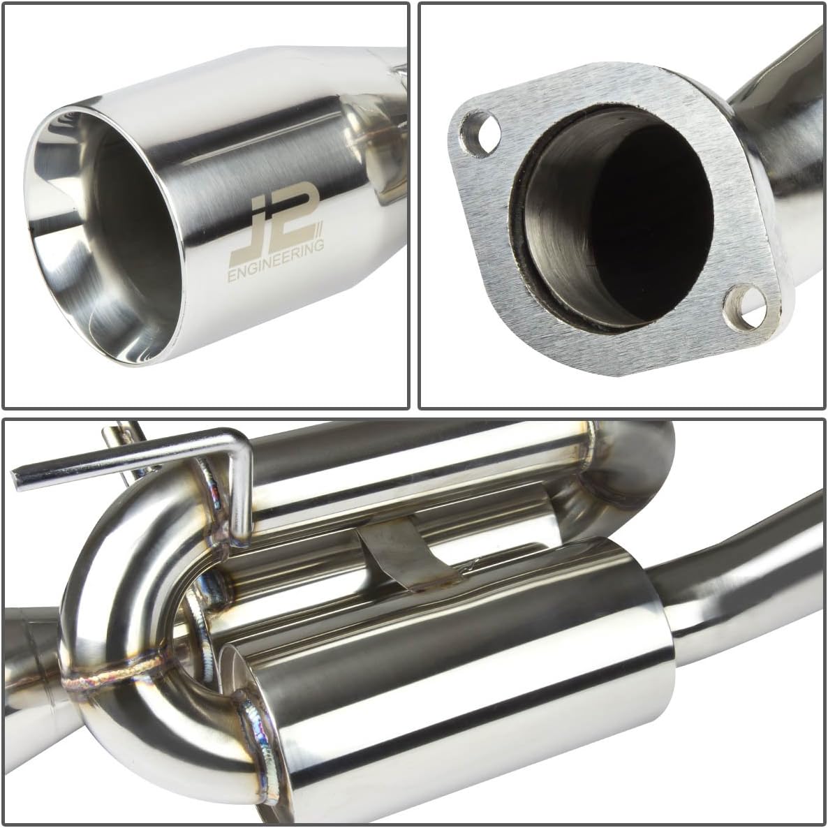 J2 Engineering J2-CBE-030 Stainless Steel Tip Muffler Catback Exhaust Systems [Compatible with 12-13 Fiat 500]